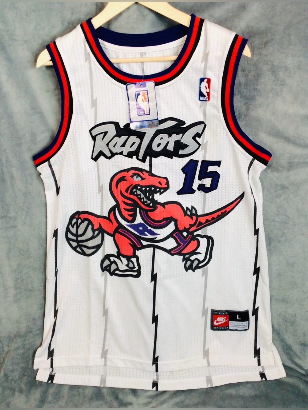 Vintage NWT Nike' Toronto Raptors Vince Carter White Red Basketball Jersey - #15